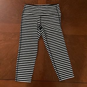 Athleta Stripes Chaturanga Capri Black/White